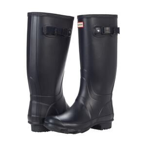 Hunter Womens Huntress Wide Rubber Pull On Boot Navy Blue Size 7 Rain Boot New